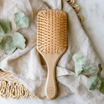 Large Square Bamboo Hair Brush With Cleaner